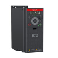 Industrial drive control unit, grey and red design.