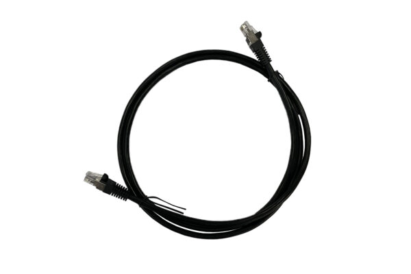 Black ethernet cable with RJ45 connectors