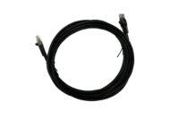 Black Ethernet cable coiled for connectivity networking.