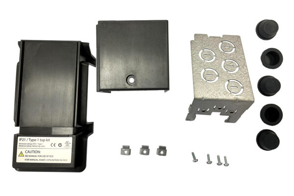 Electrical component kit with covers and screws.