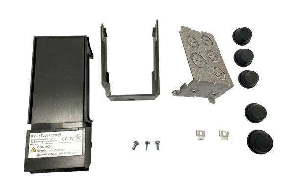 Electrical component kit with various parts and screws.